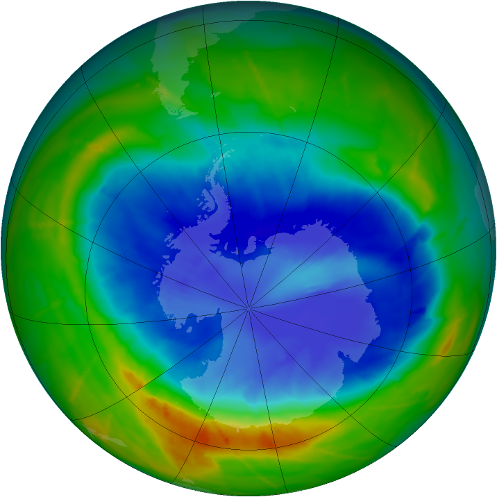Antarctic ozone map for 13 September 2010